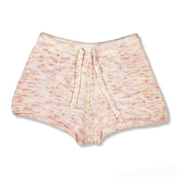 Sundown By Splendid Knit Shorts Cotton Blend Cream Pink Loungewear Size M - Picture 1 of 12